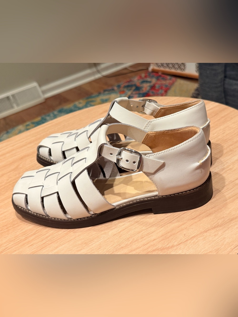 Everlane Womens WHITE Leather Adjustable Fisherman Sandals Shoe Size 8 - Picture 2 of 11